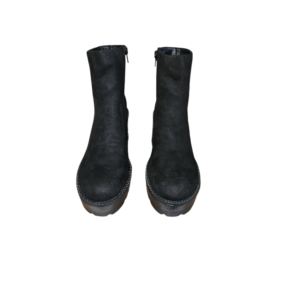 Wild Pair Womens Margoee Black Faux Suede Chunky Heeled Ankle Boots Size 9.5 - Picture 4 of 12